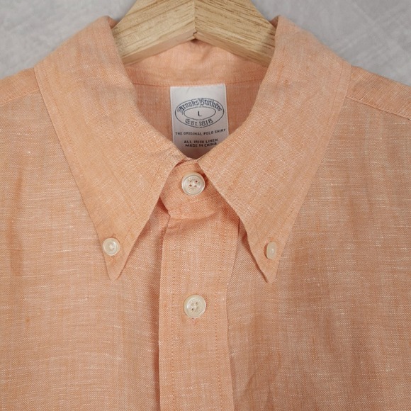 Brooks Brothers Other - Brooks Brothers Shirt Mens Large Orange Irish Linen Button Down Long Sleeve